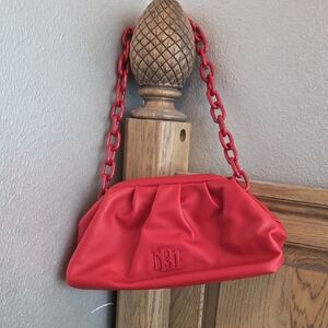 Badgley Mischka Red Clutch with Chain Strap